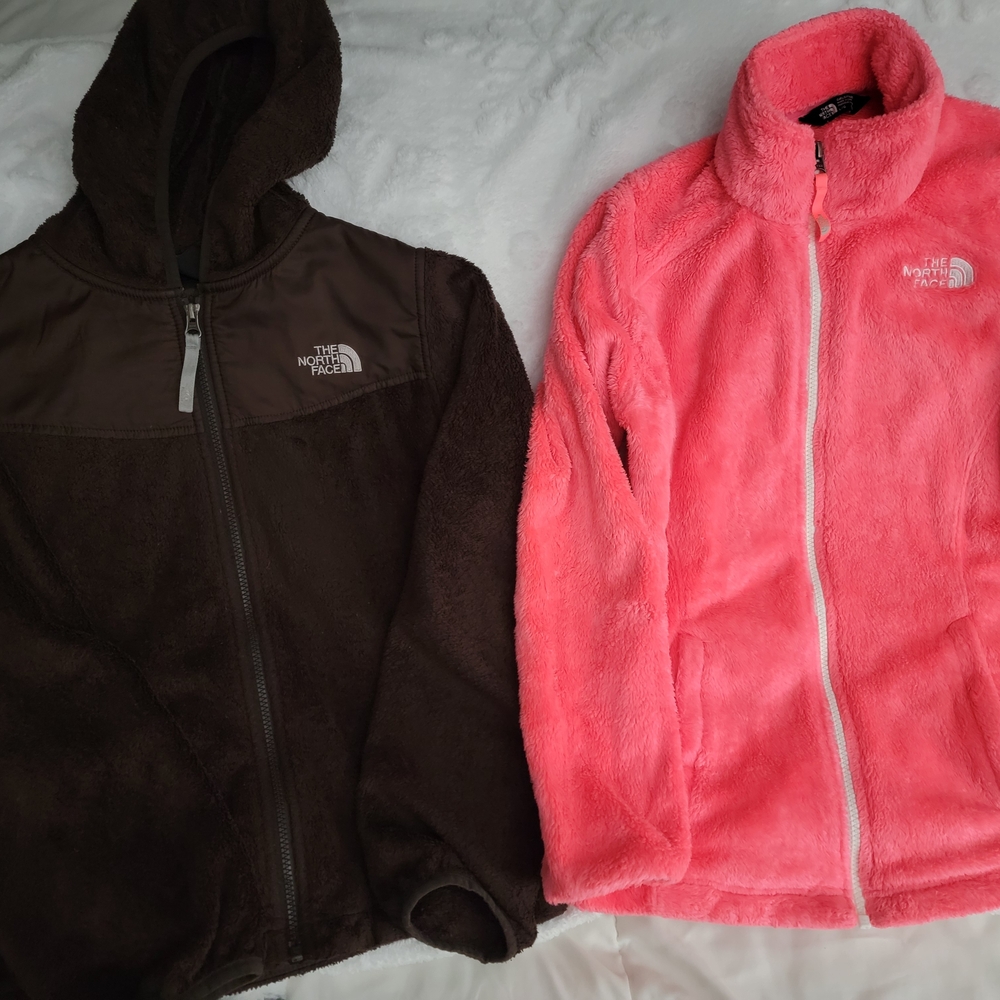 The North Face Brown and Pink Fleece Jackets